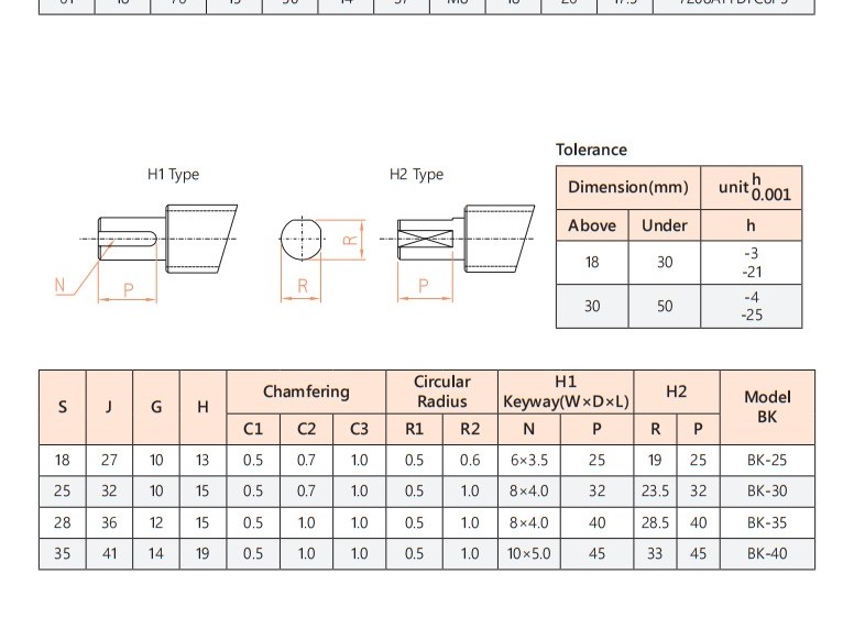 BK ball screw support unit parameter drawing, sheet 4, lower detail