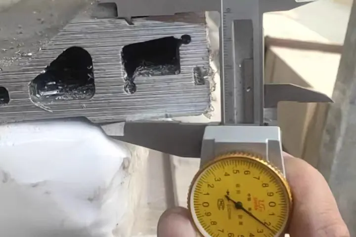Caliper check on a machined profile